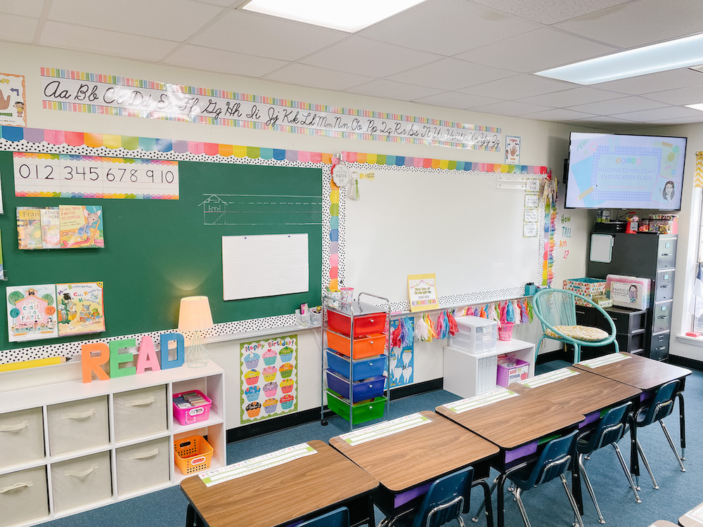 Kindergarten classroom rainbow decor