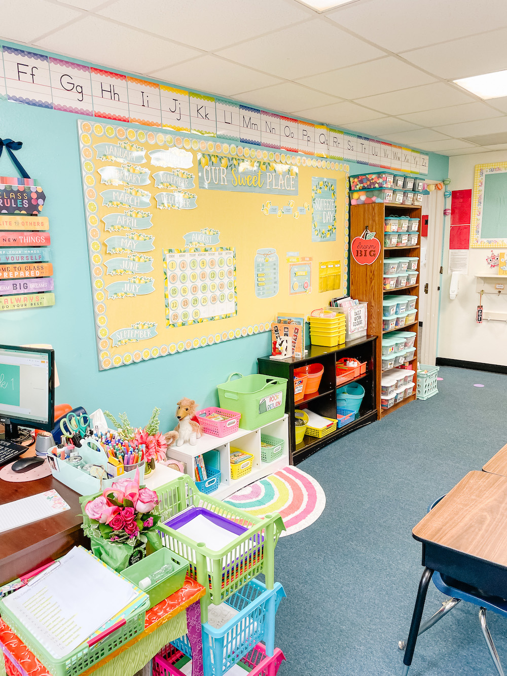Kindergarten classroom citrus calendar bulletin board