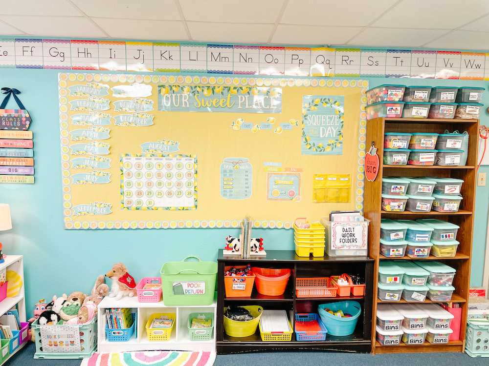 Kindergarten classroom citrus calendar bulletin board