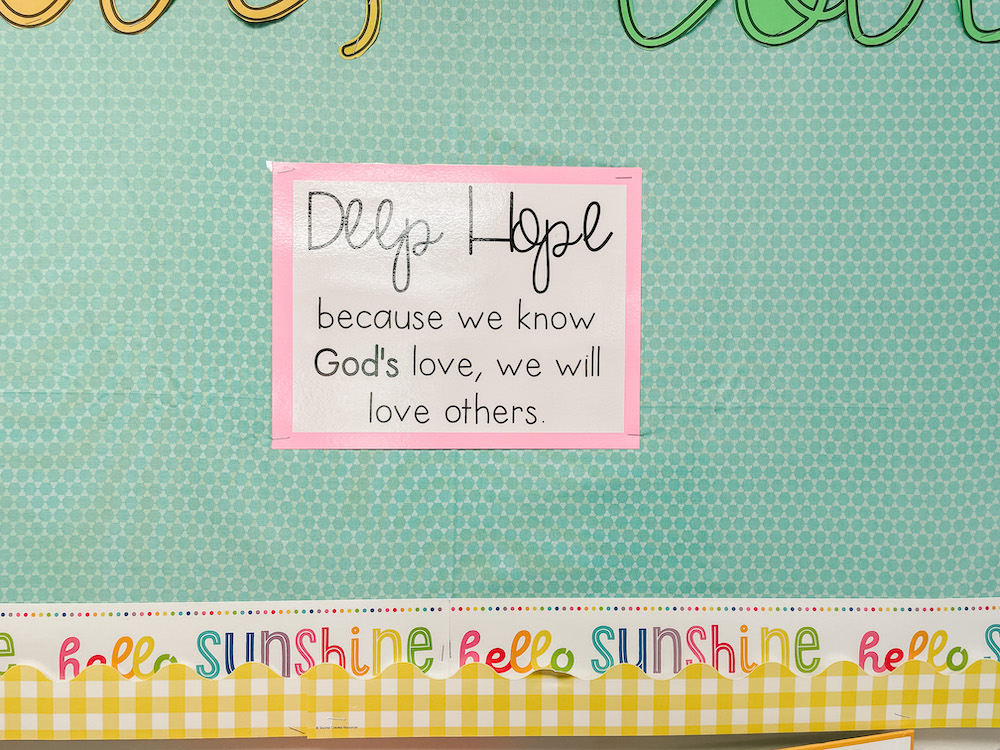 Kindergarten classroom bulletin board TFT deep hope